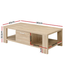 Load image into Gallery viewer, Artiss Coffee Table 1 Drawer Oak Maxi