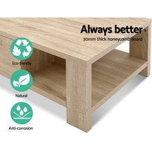 Load image into Gallery viewer, Artiss Coffee Table 1 Drawer Oak Maxi