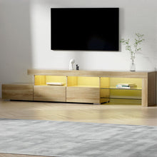Load image into Gallery viewer, Artiss Entertainment Unit TV Cabinet LED 215cm Pine Caya