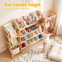 Load image into Gallery viewer, Keezi 3-in-1 Kids Toy Storage Organiser with 12 Bins, Shelves & Animal Storage