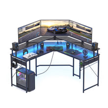 Load image into Gallery viewer, Artiss L-Shape Gaming Desk Computer Desks RGB LED Power Outlet 130cm Black