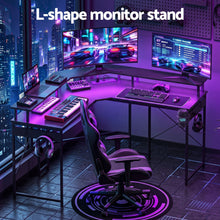 Load image into Gallery viewer, Artiss L-Shape Gaming Desk Computer Desks RGB LED Power Outlet 130cm Black