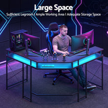 Load image into Gallery viewer, Artiss L-Shape Gaming Desk Computer Desks RGB LED Power Outlet 130cm Black