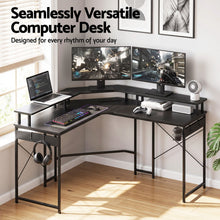 Load image into Gallery viewer, Artiss L-Shape Gaming Desk Computer Desks RGB LED Power Outlet 130cm Black