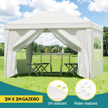 Load image into Gallery viewer, Gazebo 3x3 Pop Up Marquee Folding Tent Wedding Gazebos Camping Outdoor Canopy White