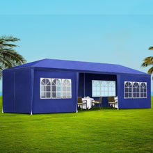 Load image into Gallery viewer, Gazebo 3x9m Marquee Wedding Party Tent Outdoor Camping Side Wall Canopy 8 Panel Blue