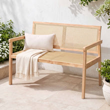 Load image into Gallery viewer, Garden Bench Wooden Bench Outdoor PVC Woven Seat Backrest 107cm