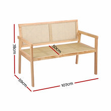 Load image into Gallery viewer, Garden Bench Wooden Bench Outdoor PVC Woven Seat Backrest 107cm