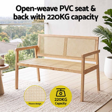 Load image into Gallery viewer, Garden Bench Wooden Bench Outdoor PVC Woven Seat Backrest 107cm
