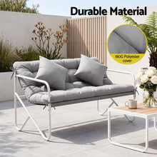 Load image into Gallery viewer, Garden Bench 2 Seater Outdoor Bench Metal with Cushion 118cm Grey
