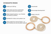 Load image into Gallery viewer, Gym Swing Rings 24 cm Wooden Gymnastic Rings fun for childre.