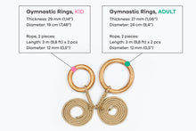 Load image into Gallery viewer, Gym Swing Rings 24 cm Wooden Gymnastic Rings fun for childre.