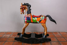 Load image into Gallery viewer, Rocking horse handmade solid wood-beautiful hand painted detail-very unique