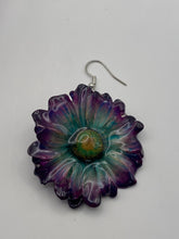 Load image into Gallery viewer, Real Flower Orchid Petal Earrings – Vibrant Purple Round Flower Botanical Jewelry