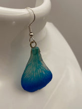 Load image into Gallery viewer, Real Flower Orchid Petal Earrings – Vibrant Blue Resin Botanical