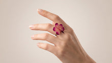 Load image into Gallery viewer, Real Orchid Flower Adjustable Ring – Handcrafted Preserved Pink Orchid Statement Ring