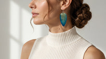 Load image into Gallery viewer, Real Orchid Petal Earrings – Vibrant Purple & Blue Resin