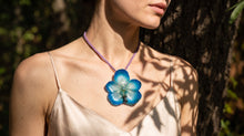 Load image into Gallery viewer, Orchid Flower Necklace Blue _100% natural Vanda Orchid plus necklace chord Van D1 R1