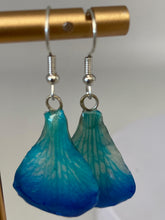 Load image into Gallery viewer, Real Flower Orchid Petal Earrings – Vibrant Blue Resin Botanical