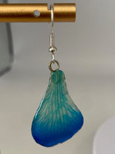 Load image into Gallery viewer, Real Flower Orchid Petal Earrings – Vibrant Blue Resin Botanical