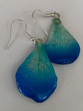 Load image into Gallery viewer, Real Flower Orchid Petal Earrings – Vibrant Blue Resin Botanical