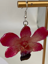 Load image into Gallery viewer, Real Flower Orchid Petal Earrings – Vibrant Round Flower Botanical Jewelry