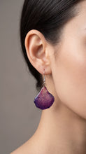 Load image into Gallery viewer, Real Flower Orchid Petal Earrings – Vibrant Purple Flower Botanical Jewelry