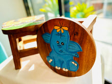 Load image into Gallery viewer, Children's furniture Stool Blue Baby ELEPHANT for Toddlers Step sitting Stool.