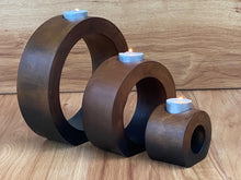 Load image into Gallery viewer, Fathers Day gist Candle holder set of 3 concentric wooden designed stye