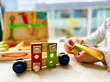 Load image into Gallery viewer, Pretend play tool box with building items in carry case-kids play