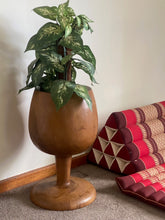 Load image into Gallery viewer, Side table Wine Glass shaped Acacia wood Corner drinks Table, fruit bowl, plant stand -48 cm height