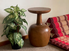 Load image into Gallery viewer, Side table Wine Glass shaped Acacia wood Corner drinks Table, fruit bowl, plant stand -48 cm height