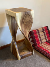Load image into Gallery viewer, Side table wood 76cm Single Twist Acacia Wood Side Table, Corner Table, Bar stool Clear Finish