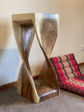 Load image into Gallery viewer, Side table wood 76cm Single Twist Acacia Wood Side Table, Corner Table, Bar stool Clear Finish