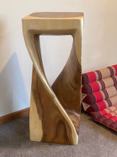 Load image into Gallery viewer, Side table wood 76cm Single Twist Acacia Wood Side Table, Corner Table, Bar stool Clear Finish