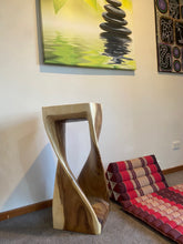 Load image into Gallery viewer, Side table wood 76cm Single Twist Acacia Wood Side Table, Corner Table, Bar stool Clear Finish