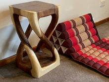 Load image into Gallery viewer, Side table 48 cm Acacia Wood intricate swirl design Side Table, Corner Table, Bar stool stained.