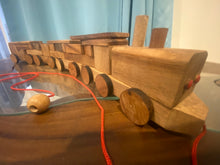 Load image into Gallery viewer, Pull along wooden train with 26 Piece, educational shapes jig-saw wooden toy.