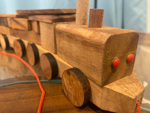 Load image into Gallery viewer, Pull along wooden train with 26 Piece, educational shapes jig-saw wooden toy.