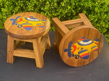 Load image into Gallery viewer, Children's Wooden Stool Teddy Airplane Toddlers Step sitting Stool