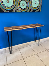 Load image into Gallery viewer, Console hall entrance table handmade from Cypress Australian timber -110cm length with minimalist legs