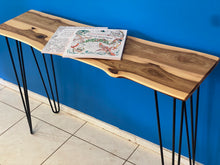 Load image into Gallery viewer, Console hall entrance table handmade from Cypress Australian timber -110cm length with minimalist legs