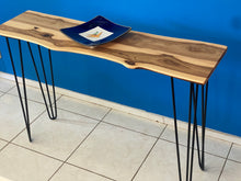 Load image into Gallery viewer, Console hall entrance table handmade from Cypress Australian timber -110cm length with minimalist legs