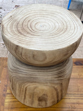 Load image into Gallery viewer, Side timber drinks Table, Stool or Plant pot of Paulownia wood - Mushroom hourglass design_Model 01
