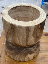Load image into Gallery viewer, Side timber drinks Table, Stool or Plant pot of Paulownia wood - Mushroom hourglass design_Model 01