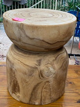 Load image into Gallery viewer, Side timber drinks Table, Stool or Plant pot of Paulownia wood - Mushroom hourglass design_Model17