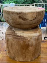 Load image into Gallery viewer, Side timber drinks Table, Stool or Plant pot of Paulownia wood - Mushroom hourglass design_Model18