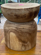 Load image into Gallery viewer, Side timber drinks Table, Stool or Plant pot of Paulownia wood -Mushroom hourglass design_Model 12