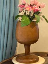 Load image into Gallery viewer, Side table Wine Glass shaped Acacia wood Corner drinks Table, fruit bowl, plant stand -48 cm height