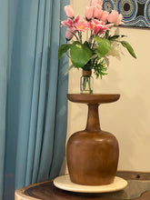 Load image into Gallery viewer, Side table Wine Glass shaped Acacia wood Corner drinks Table, fruit bowl, plant stand -48 cm height